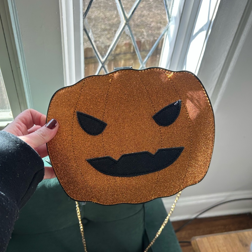Sparkly Pumpkin Cross Body Purse Halloween Spooky October Bag